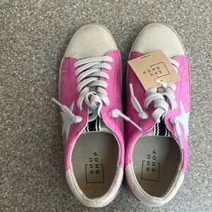 Shu Shop metallic Pink tennis shoes